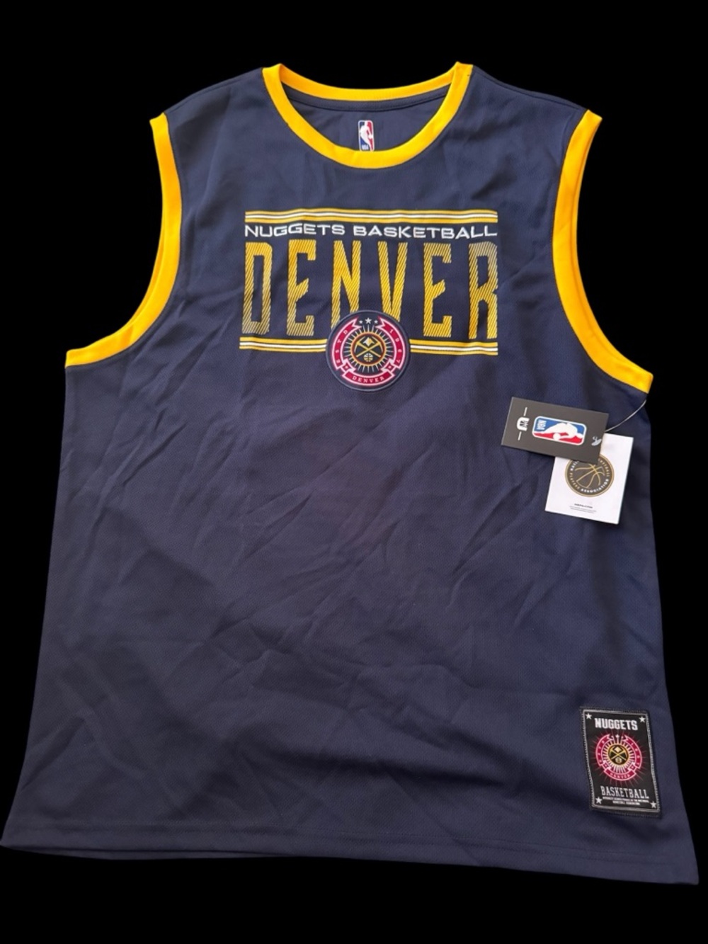 New Denver Nuggets jokic Navy & Gold Sleeveless Basketball Tank XL